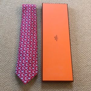 Men’s Hermès Tie red with flying deer/bird